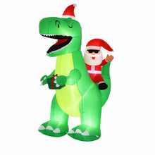 2.5M Santa Riding Dinosaur Christmas Inflatable with LED Lights