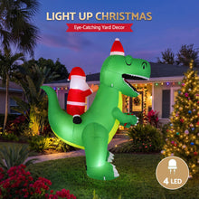2.5M Santa Riding Dinosaur Christmas Inflatable with LED Lights