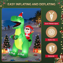 2.5M Santa Riding Dinosaur Christmas Inflatable with LED Lights