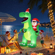 2.5M Santa Riding Dinosaur Christmas Inflatable with LED Lights