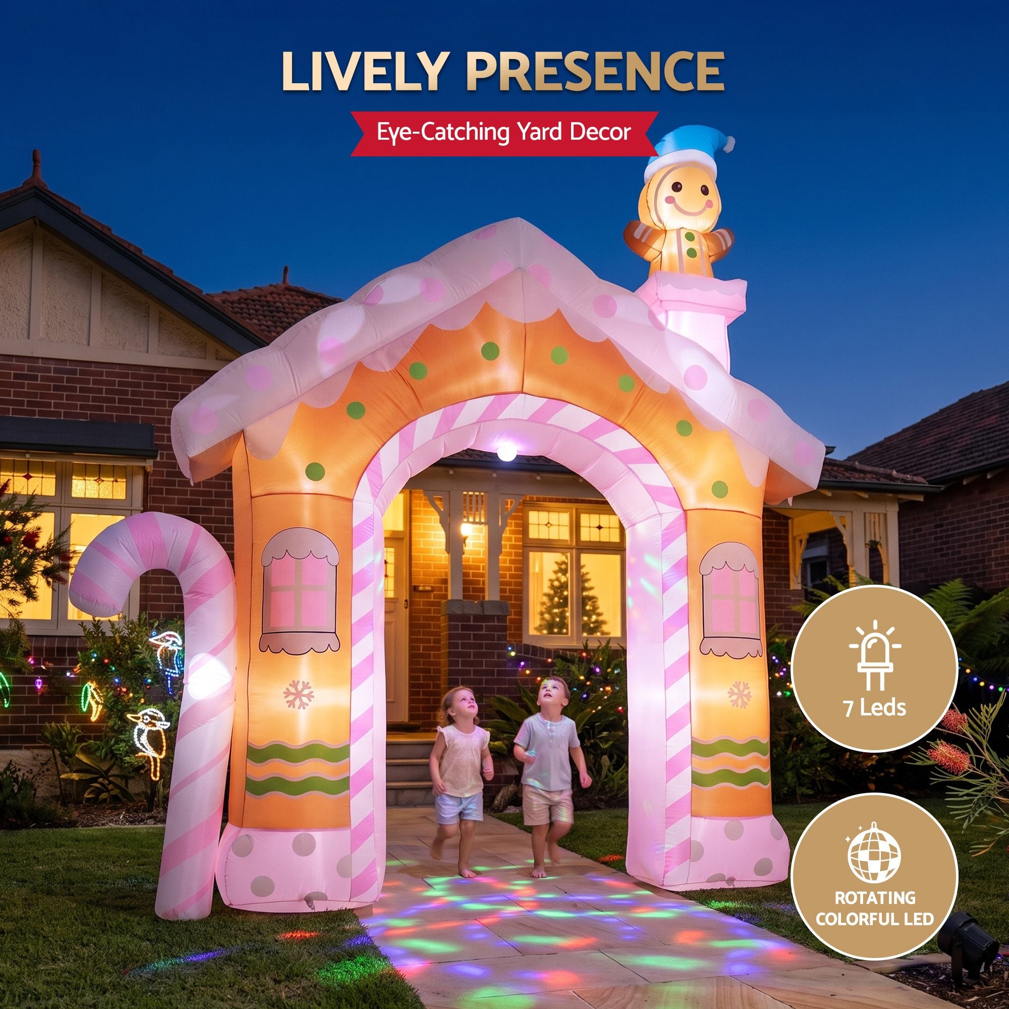 3.2M Gingerbread House Christmas Arch Inflatable with Gingerbread Boy