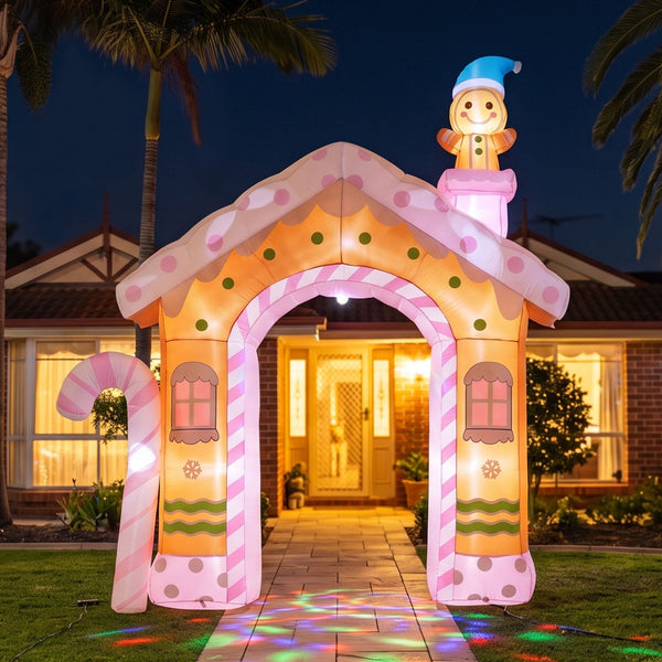 3.2M Gingerbread House Christmas Arch Inflatable with Gingerbread Boy