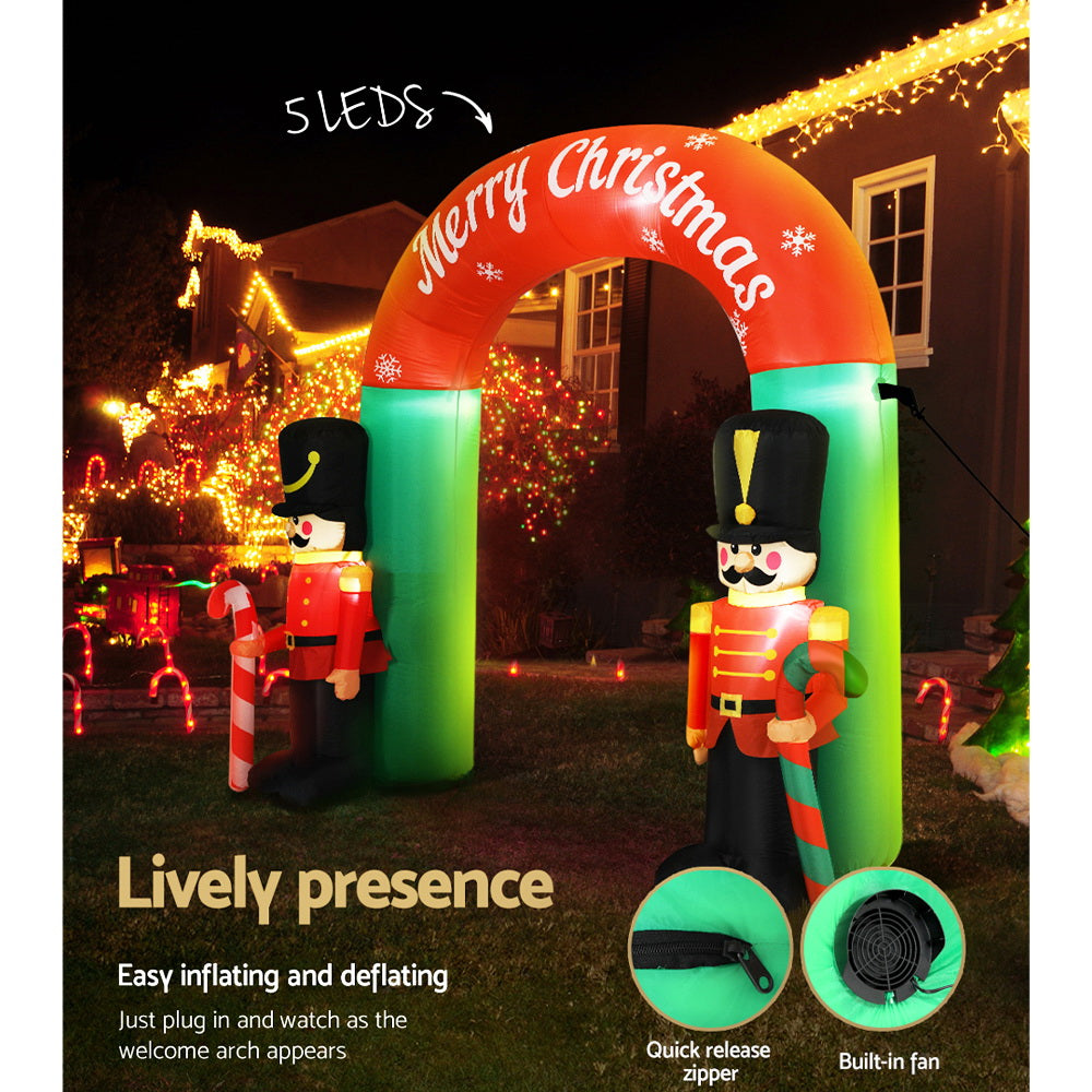 3M Nutcracker Christmas Arch Inflatable with LED Lights