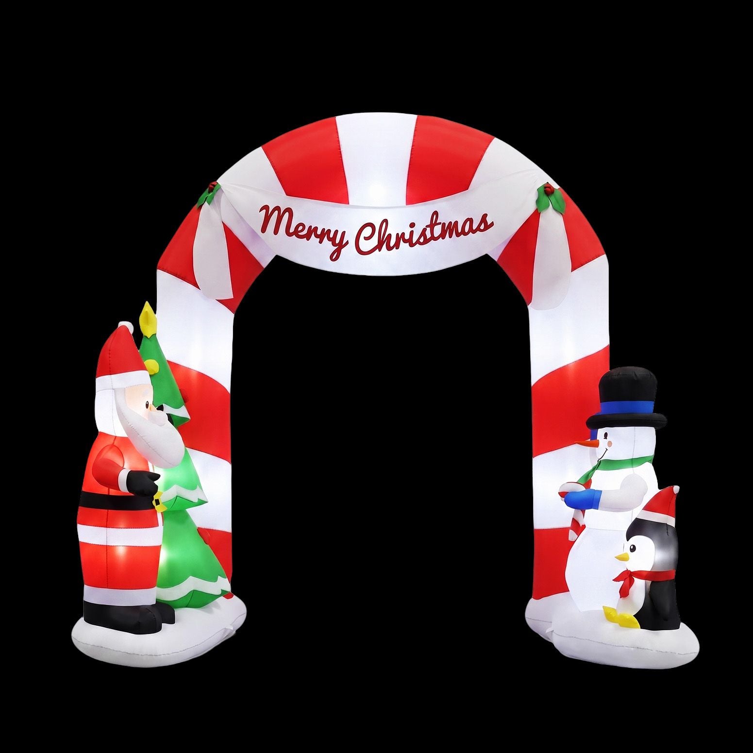 2.4M Santa, Snowman & Penguin Archway Inflatable with LED Lights