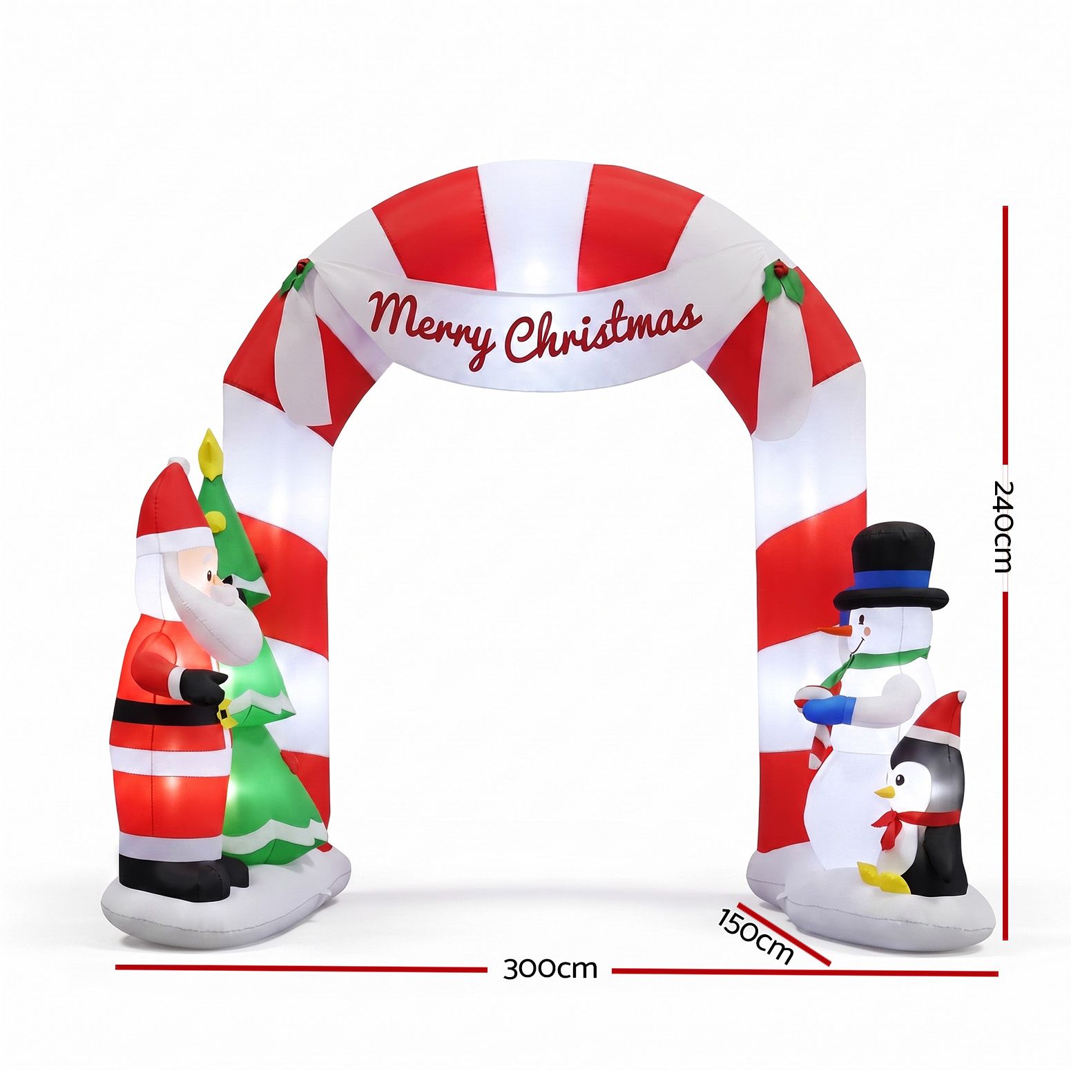 2.4M Santa, Snowman & Penguin Archway Inflatable with LED Lights