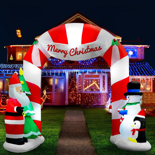 2.4M Christmas Inflatable Santa Archway Display – 7 Cold White LED Lights