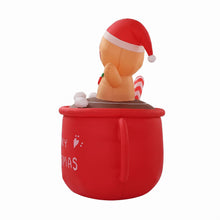 1.95M Gingerbread Man in Merry Christmas Mug Inflatable with LED Lights