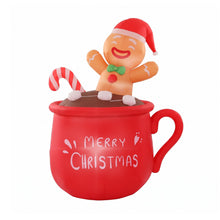 1.95M Gingerbread Man in Merry Christmas Mug Inflatable with LED Lights