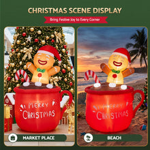 1.95M Gingerbread Man in Merry Christmas Mug Inflatable with LED Lights