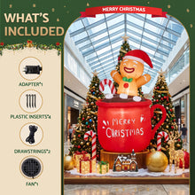 1.95M Gingerbread Man in Merry Christmas Mug Inflatable with LED Lights