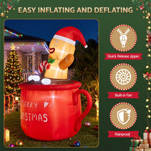 1.95M Gingerbread Man in Merry Christmas Mug Inflatable with LED Lights