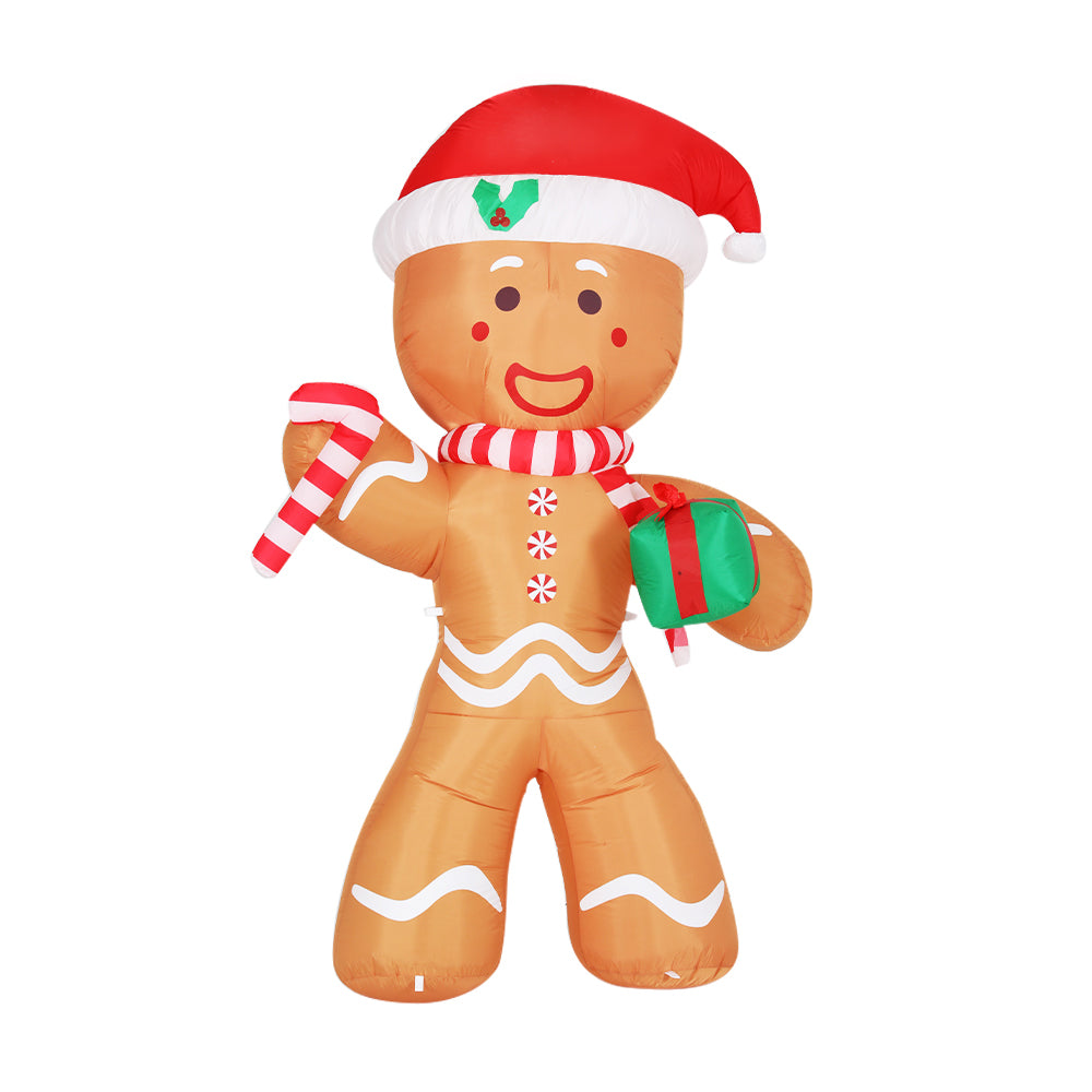 2.4M Gingerbread Man Christmas Inflatable with Present & LED Lights