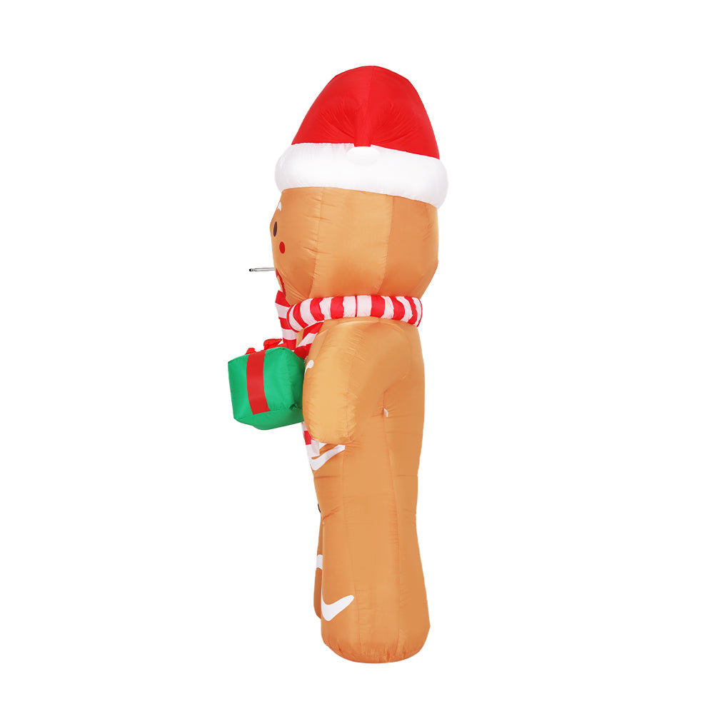 2.4M Gingerbread Man Christmas Inflatable with Present & LED Lights