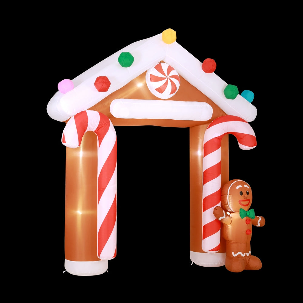 2.8M Gingerbread House Christmas Inflatable Archway with Gingerbread Man