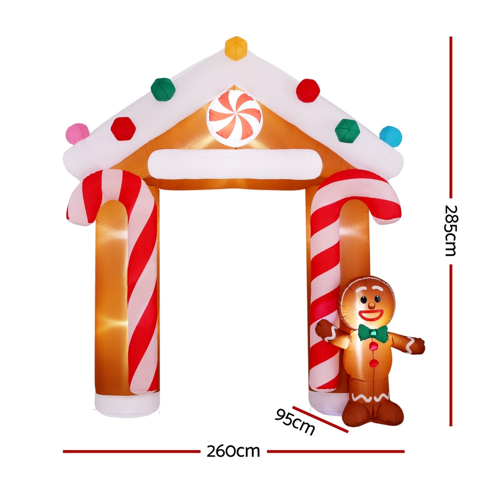 2.8M Gingerbread House Christmas Inflatable Archway with Gingerbread Man