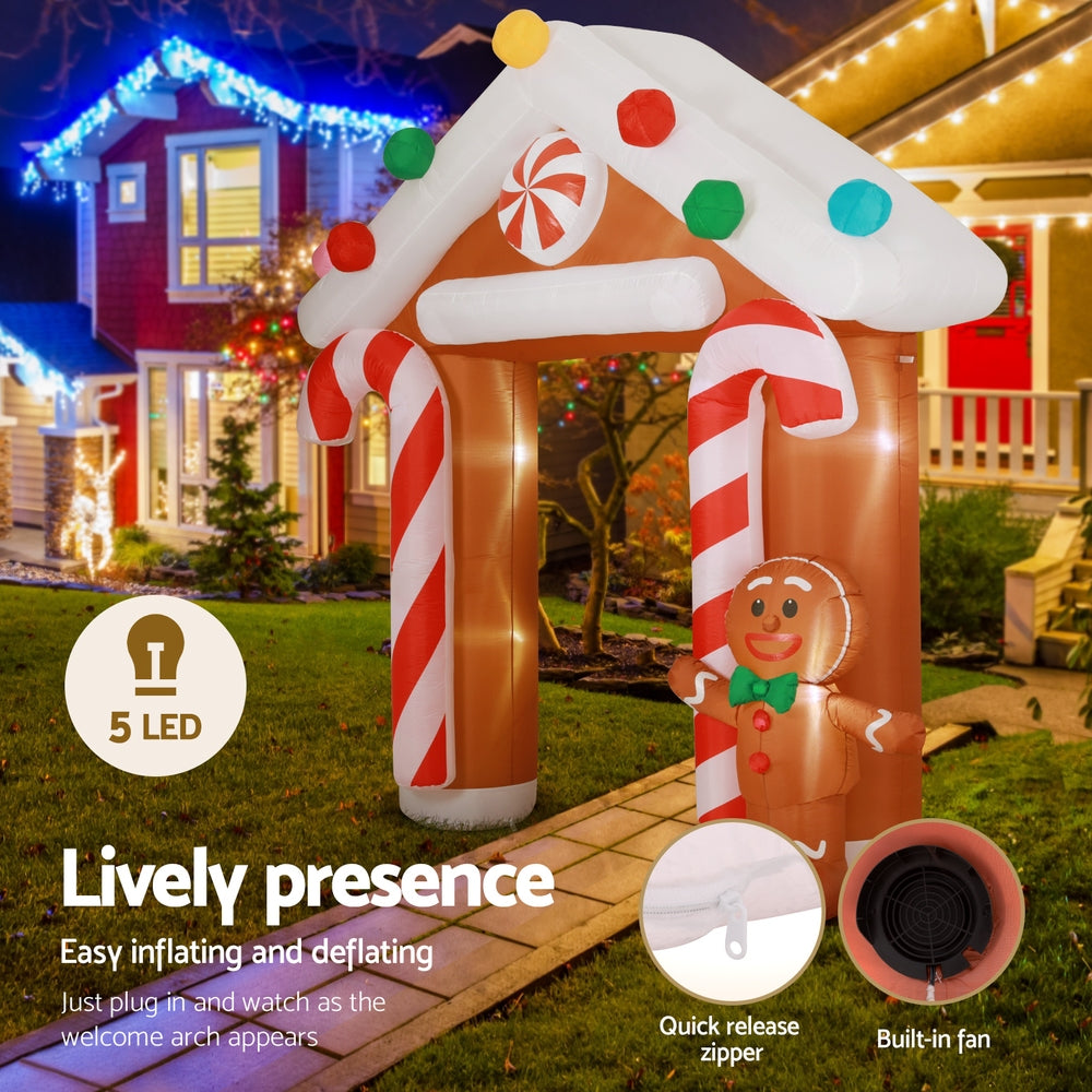 2.8M Gingerbread House Christmas Inflatable Archway with Gingerbread Man