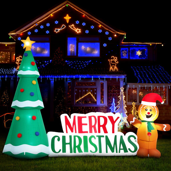 1.5M Christmas Inflatable Gingerbread Man Display – 2 Cold White LED Lights