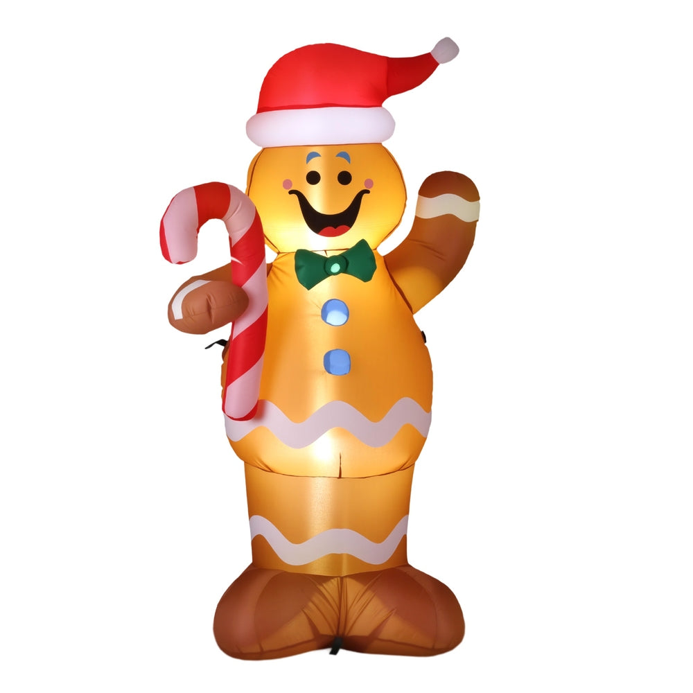 1.5M Gingerbread Man with Candy Cane Christmas Inflatable with LED Lights