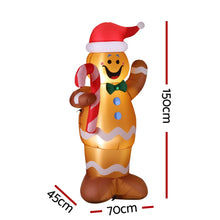 1.5M Gingerbread Man with Candy Cane Christmas Inflatable with LED Lights
