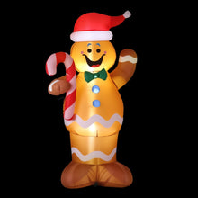 1.5M Gingerbread Man with Candy Cane Christmas Inflatable with LED Lights