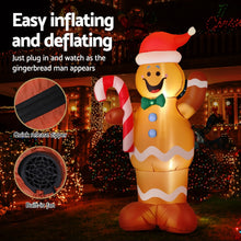 1.5M Gingerbread Man with Candy Cane Christmas Inflatable with LED Lights