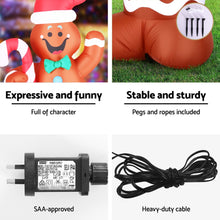 1.5M Gingerbread Man with Candy Cane Christmas Inflatable with LED Lights
