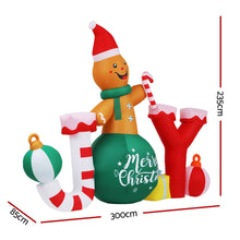 3M Gingerbread Man with JOY Christmas Inflatable & LED Lights