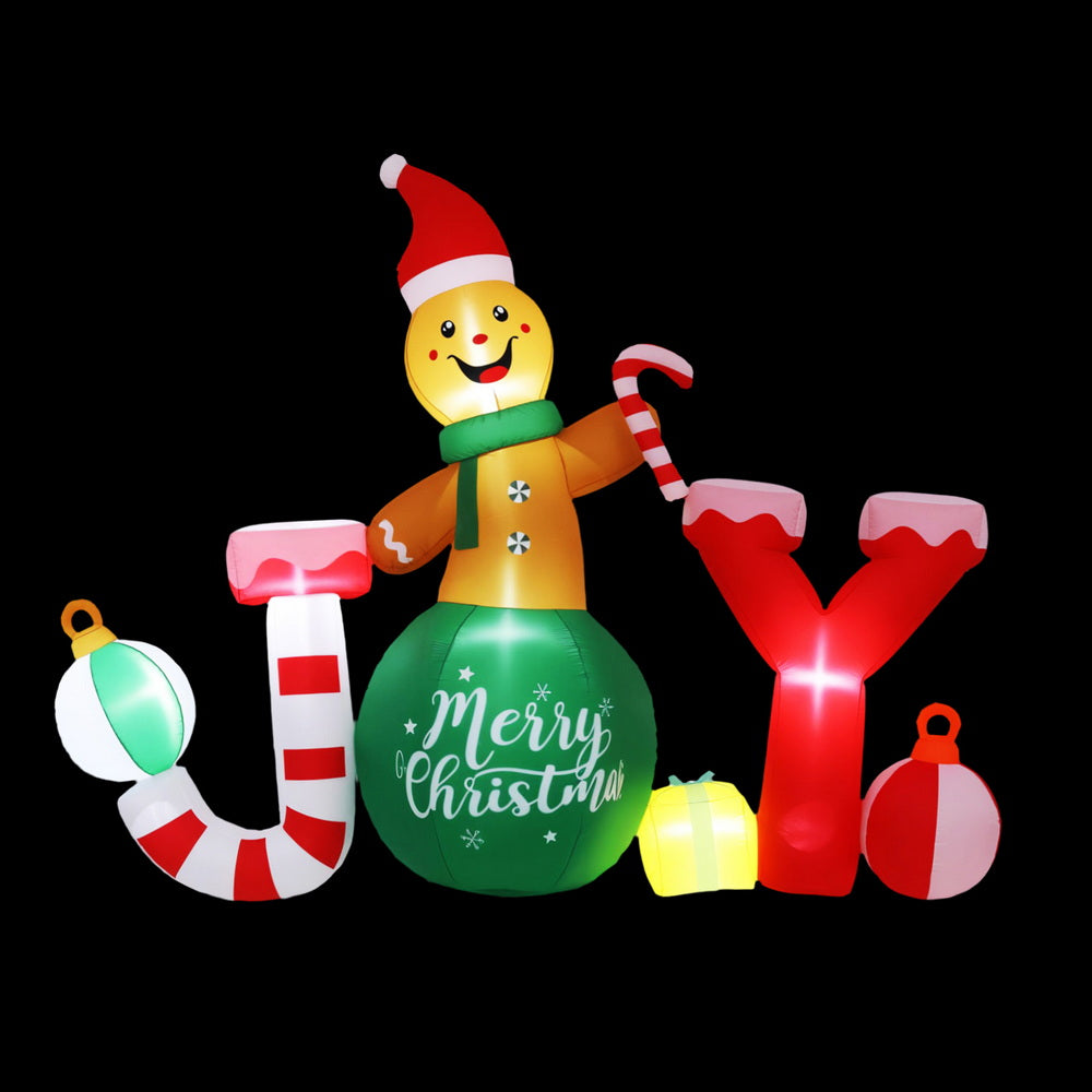 3M Gingerbread Man with JOY Christmas Inflatable & LED Lights