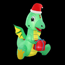 1.85M Christmas Dragon Holding Present Inflatable with LED Lights