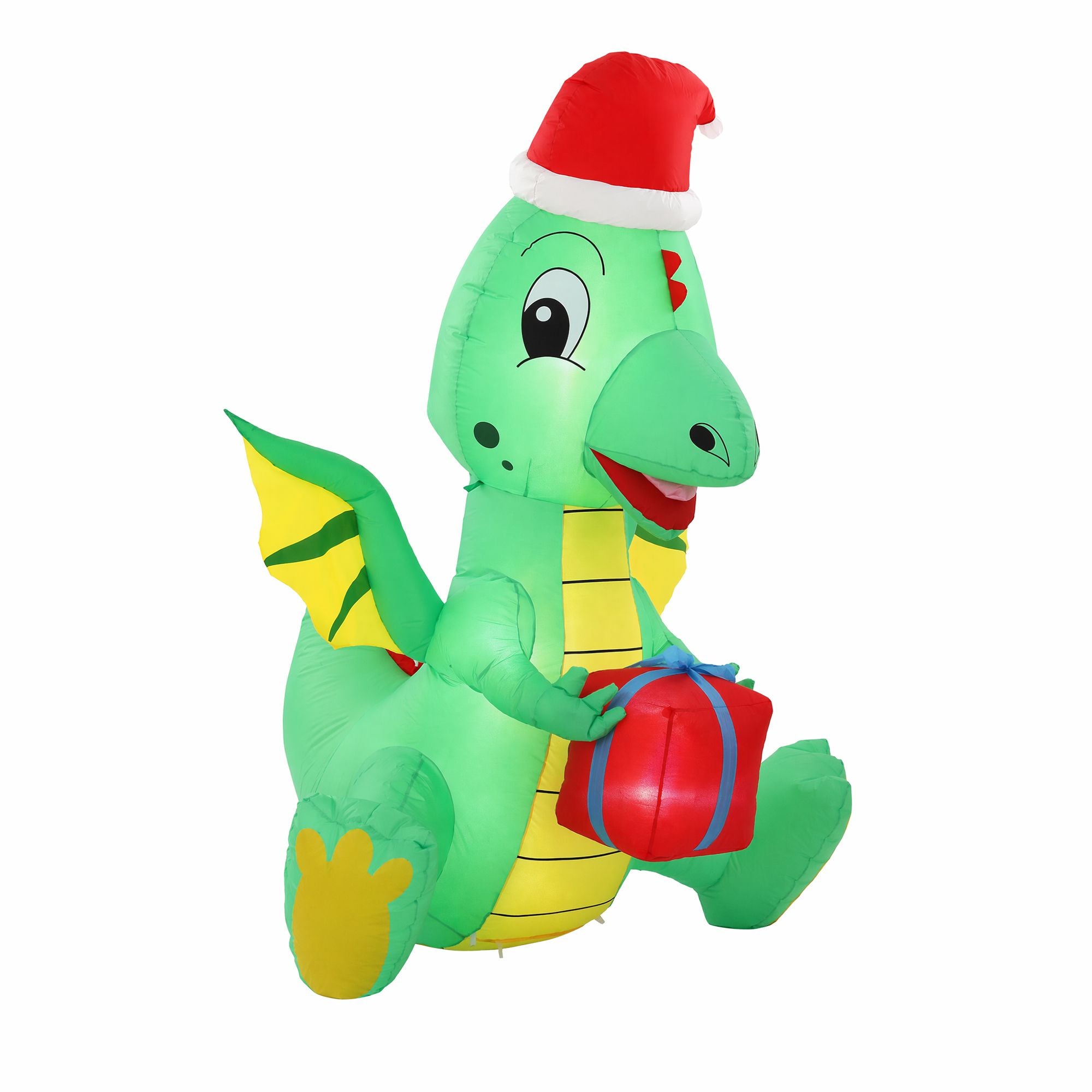 1.85M Christmas Dragon Holding Present Inflatable with LED Lights