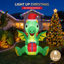 1.85M Christmas Dragon Holding Present Inflatable with LED Lights