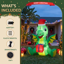 1.85M Christmas Dragon Holding Present Inflatable with LED Lights