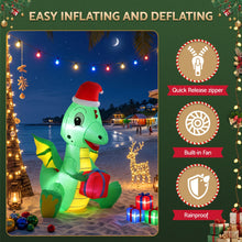 1.85M Christmas Dragon Holding Present Inflatable with LED Lights