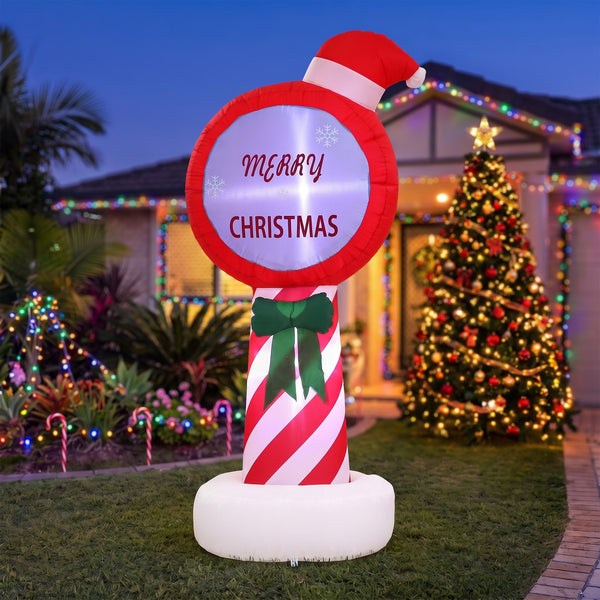 1.8M Merry Christmas Candy Cane Sign Inflatable with LED Lights
