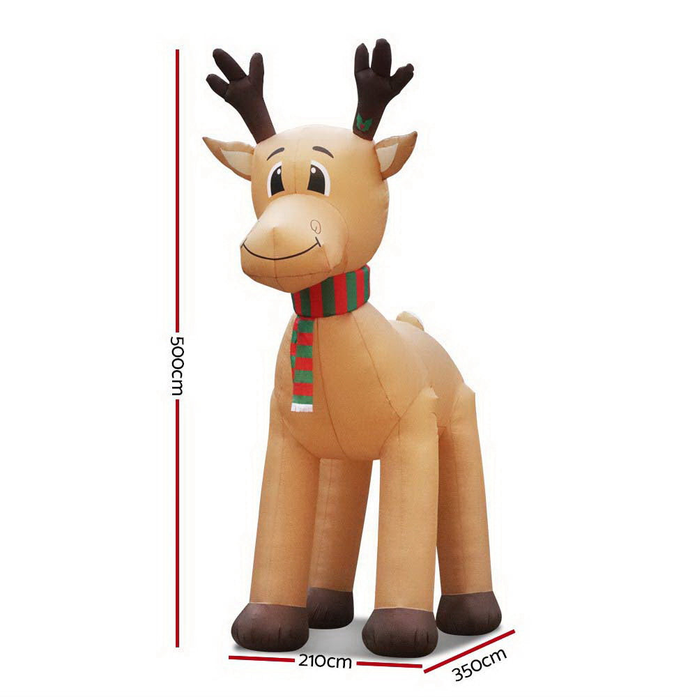 5M Giant Christmas Reindeer Inflatable with LED Lights