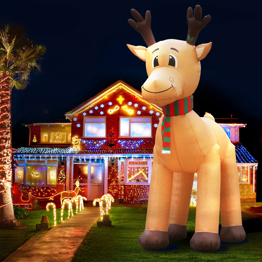 5M Christmas Inflatable Giant Reindeer Display – 5 Cold White LED Lights