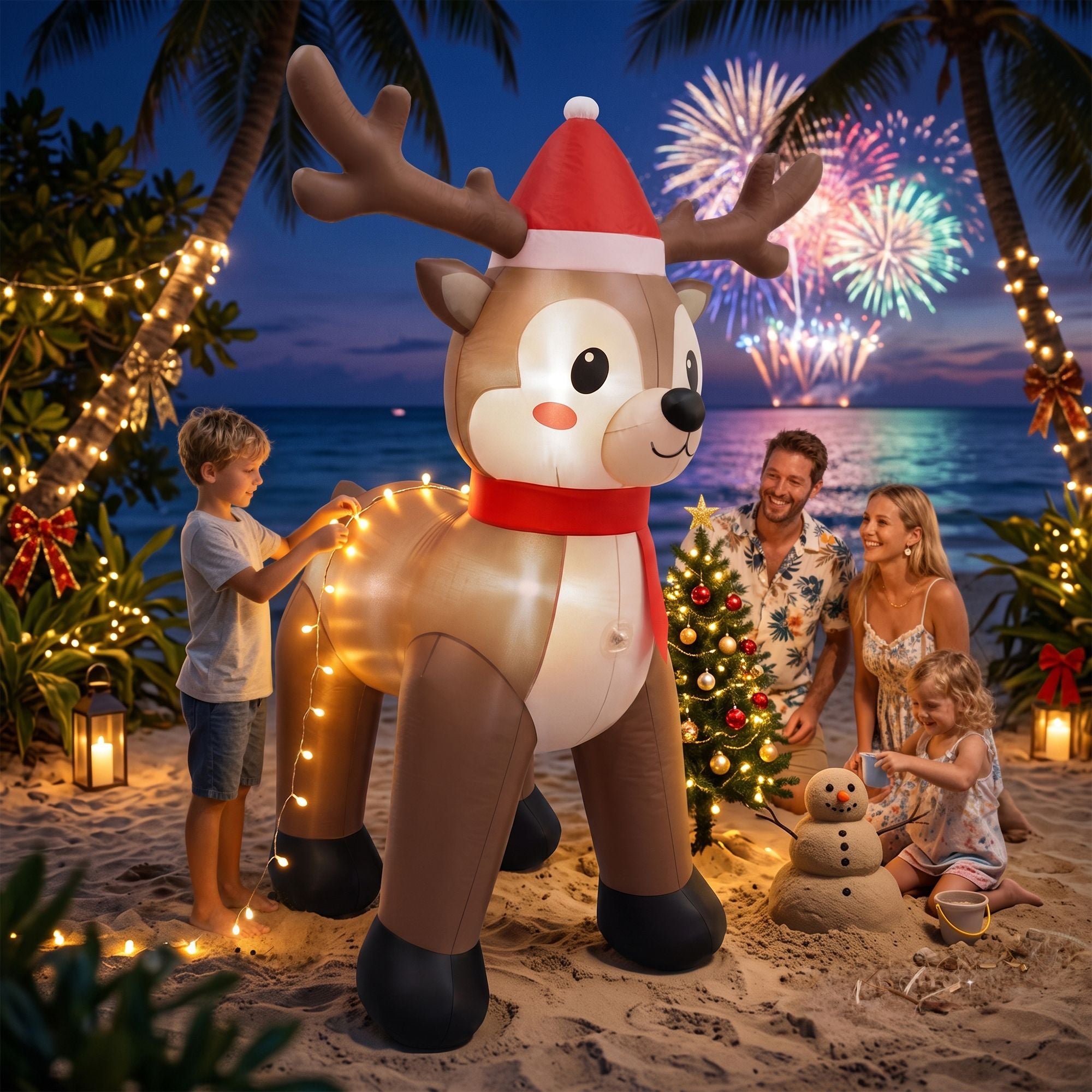 2.5M Reindeer Christmas Inflatable with LED Lights