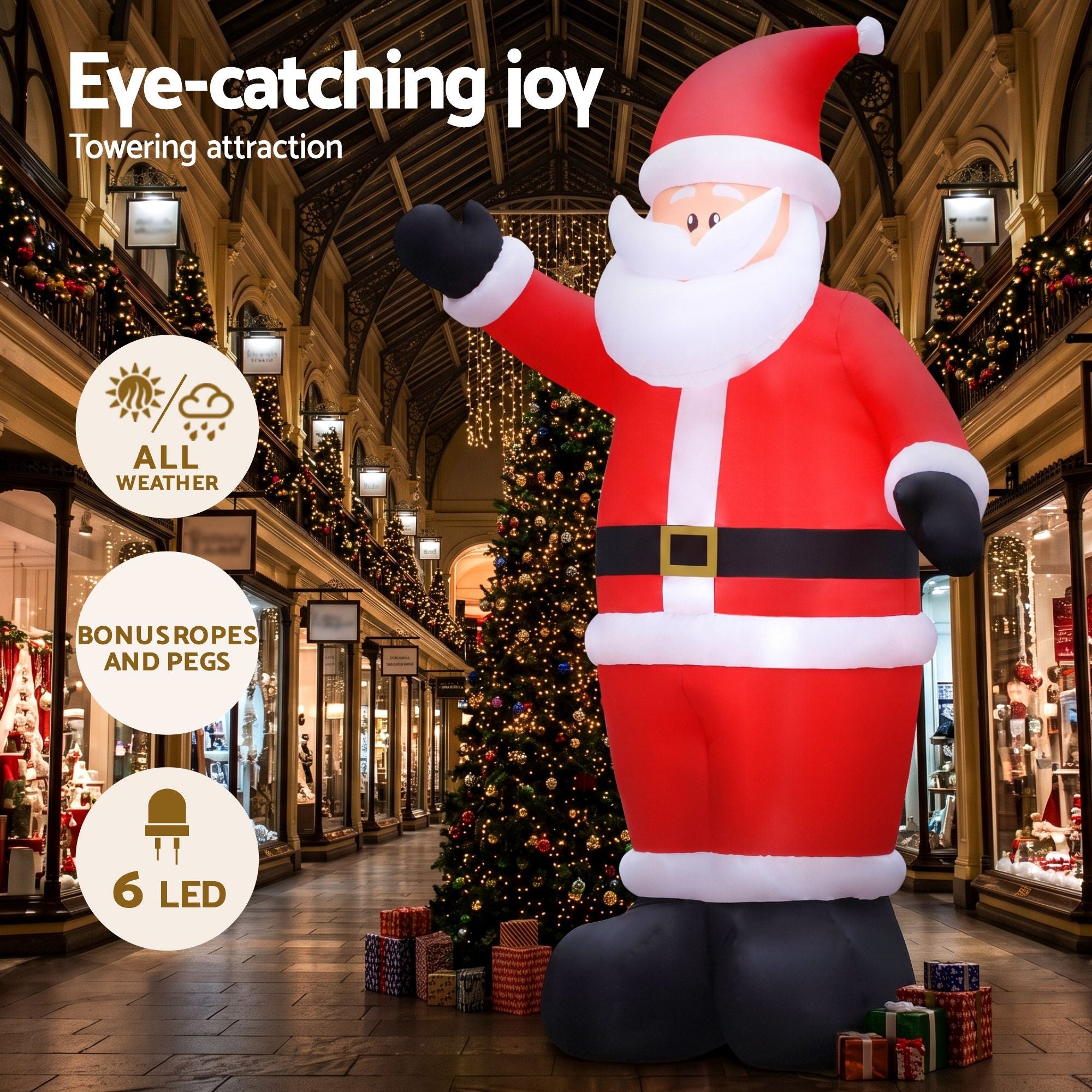 5M Giant Santa Inflatable with LED Lights