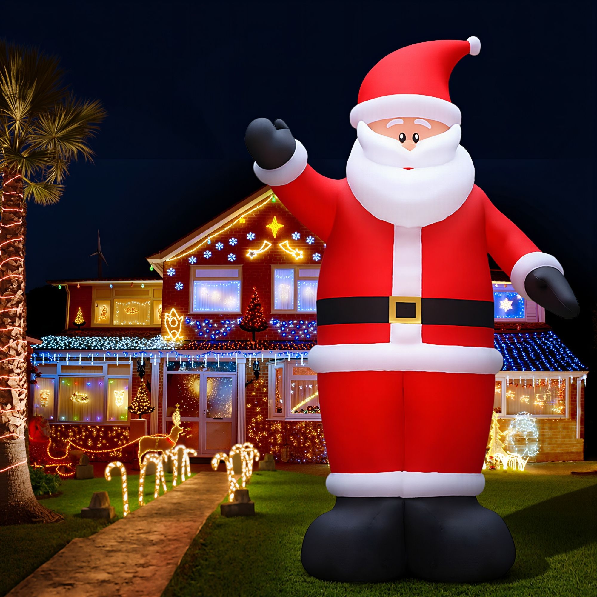 5M Giant Santa Inflatable with LED Lights