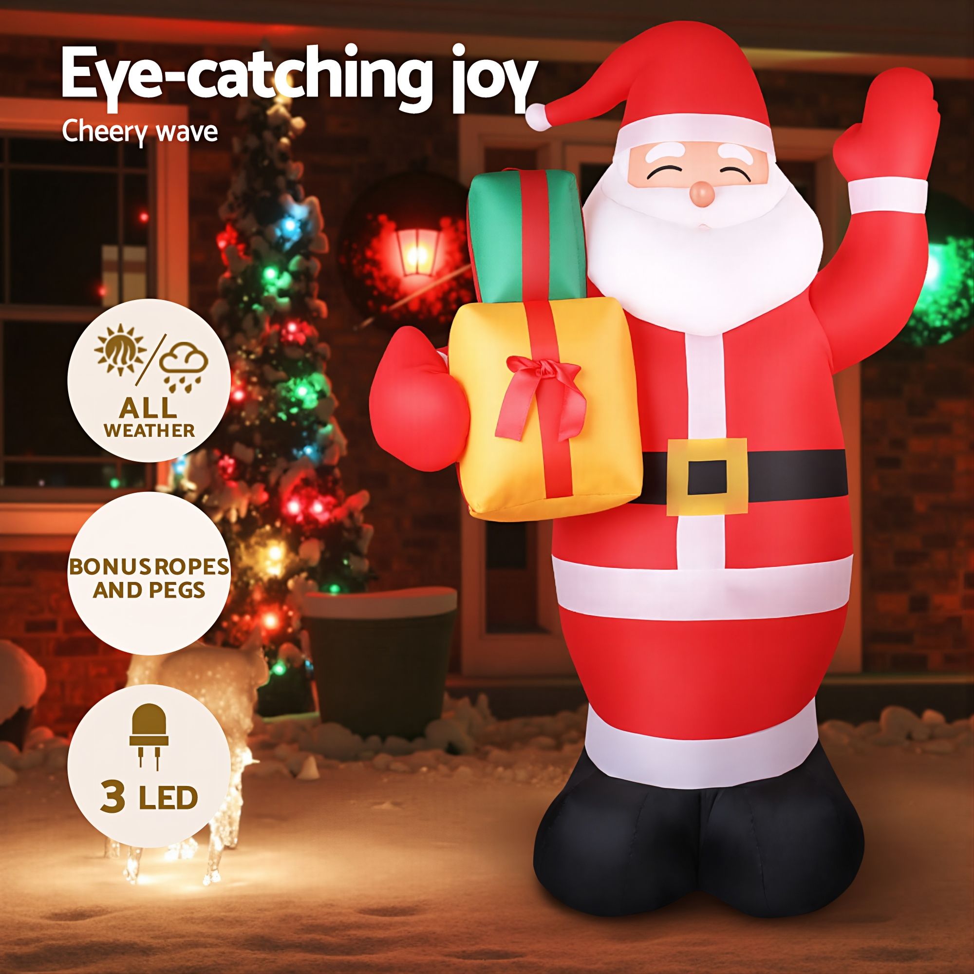 2.4M Santa with Presents Inflatable with LED Lights