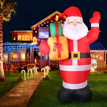 2.4M Christmas Inflatable Santa Holding Presents Display – 3 Cold White LED Lights