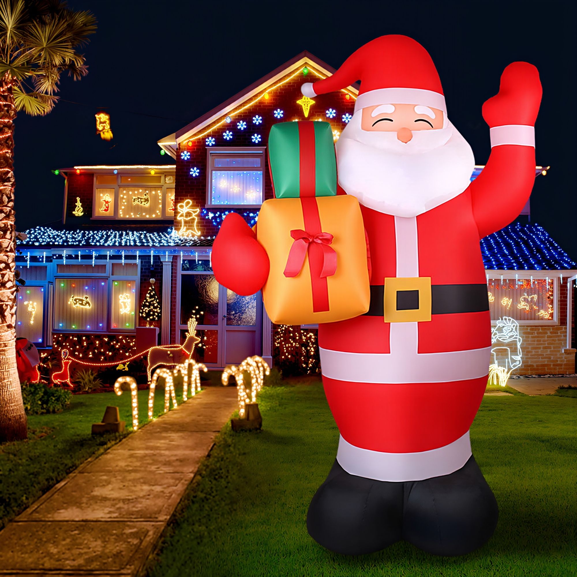 2.4M Santa with Presents Inflatable with LED Lights