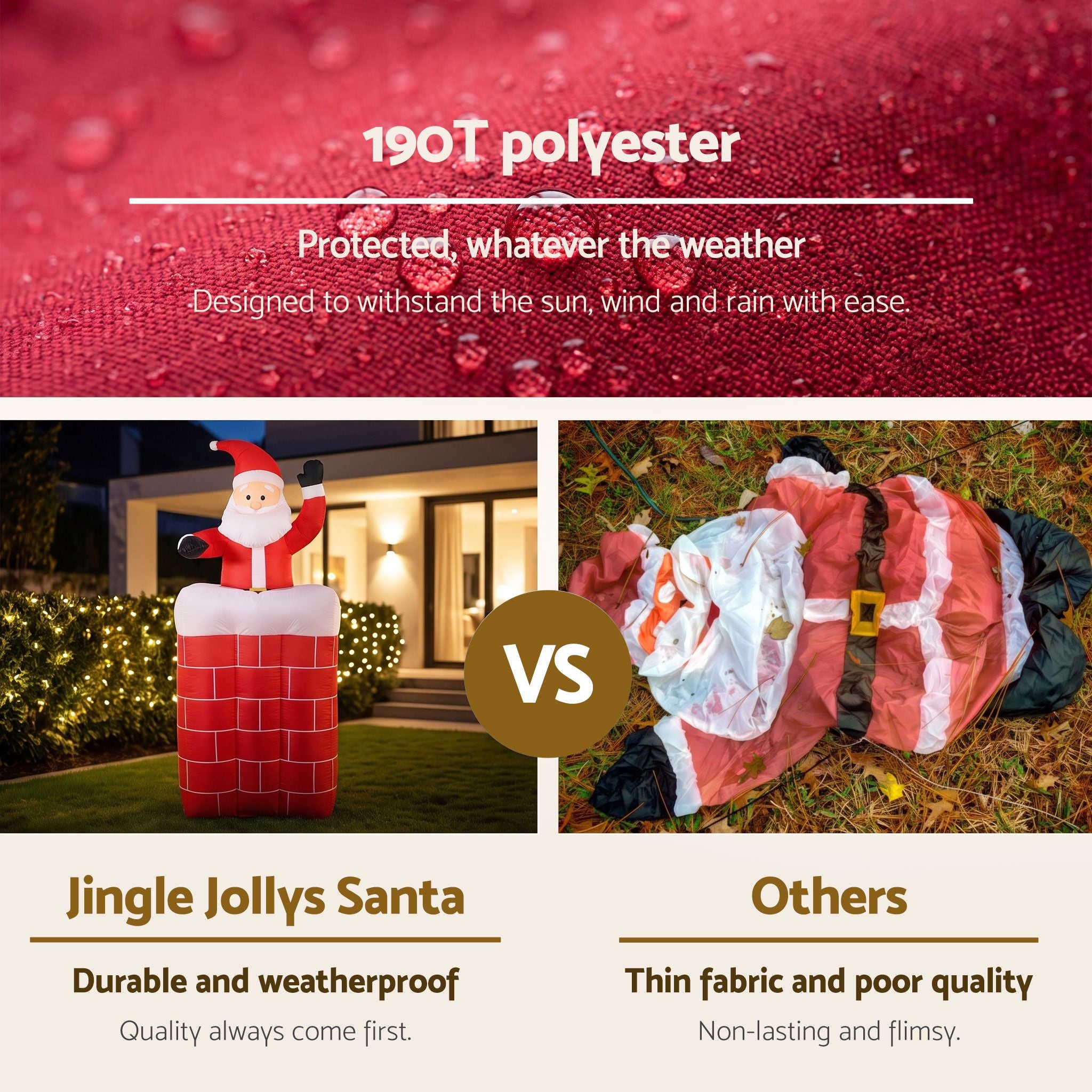 1.8M Santa in Chimney Inflatable with LED Lights
