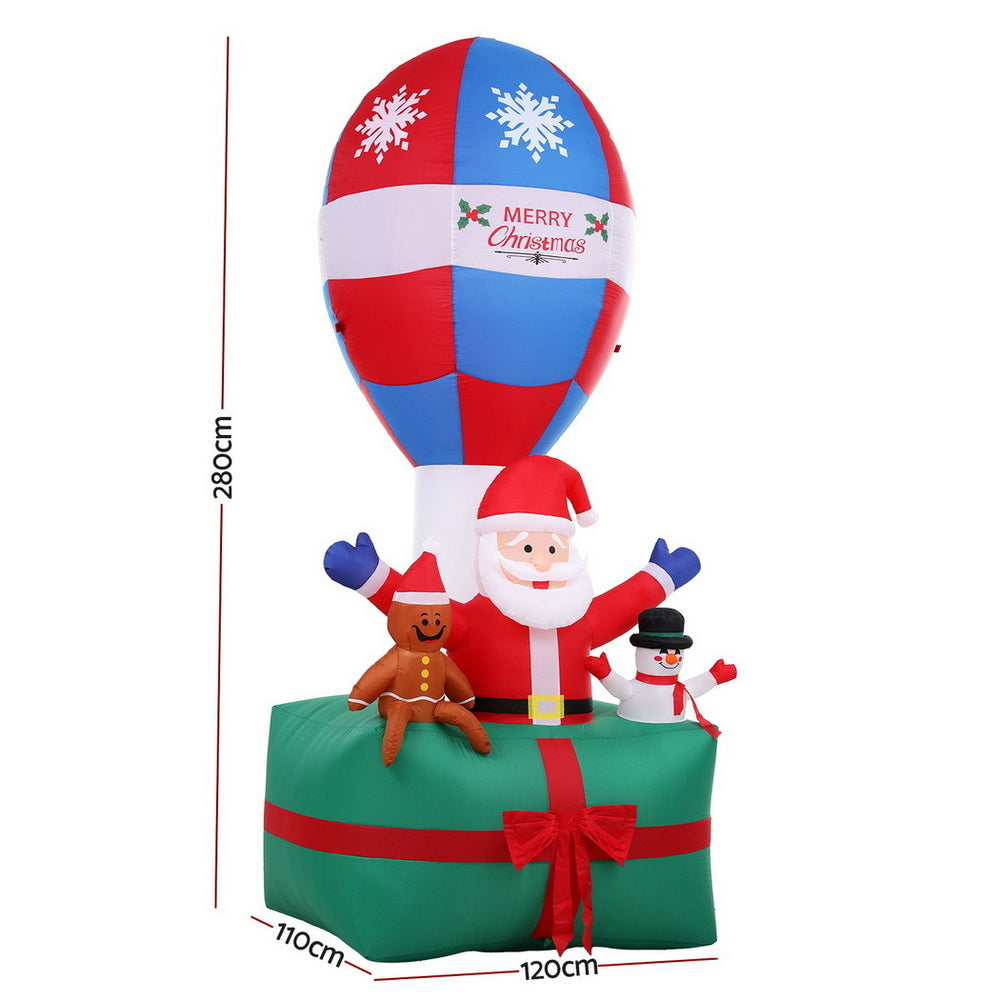 2.8M Santa's Hot Air Balloon Christmas Inflatable with Rotating LED Light