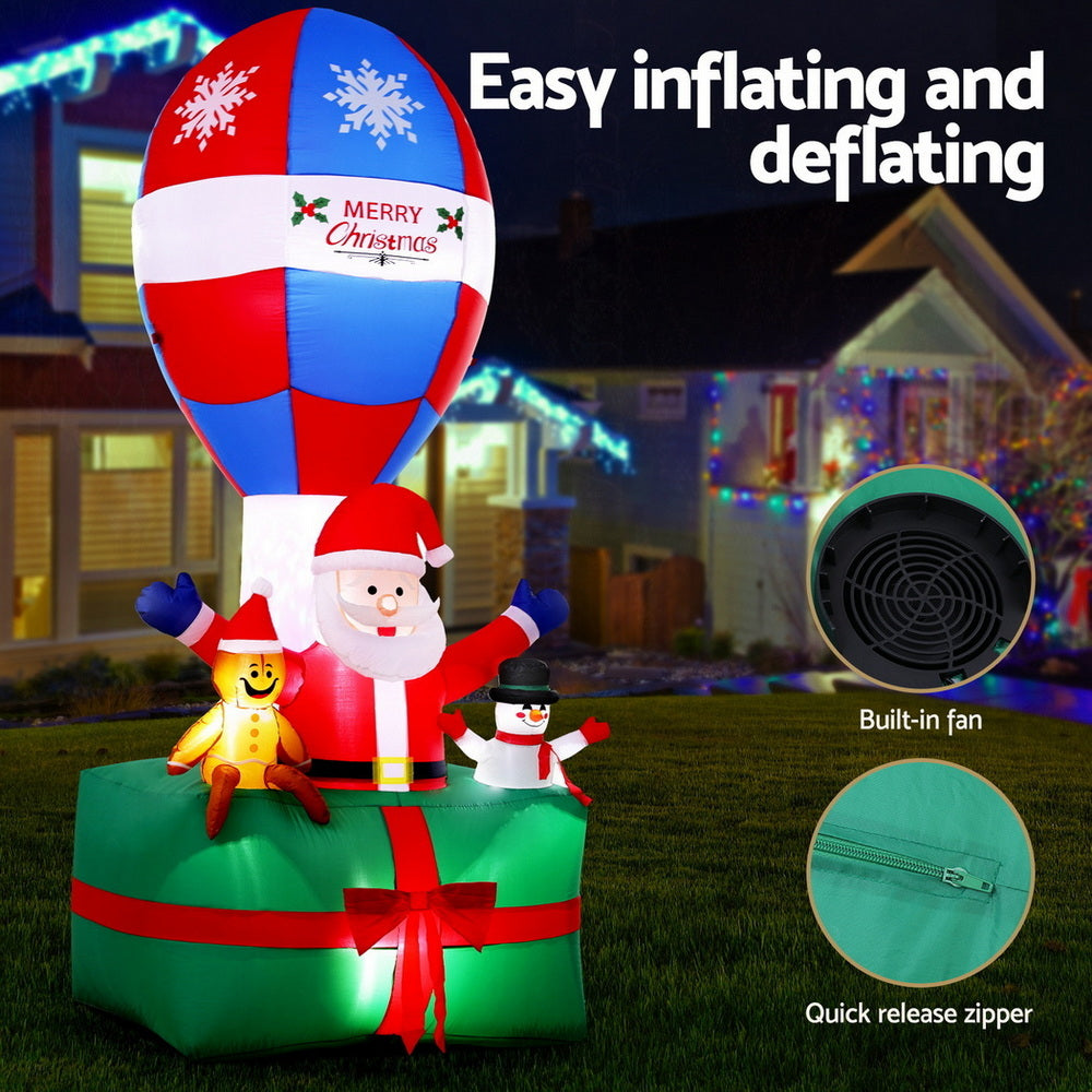 2.8M Santa's Hot Air Balloon Christmas Inflatable with Rotating LED Light