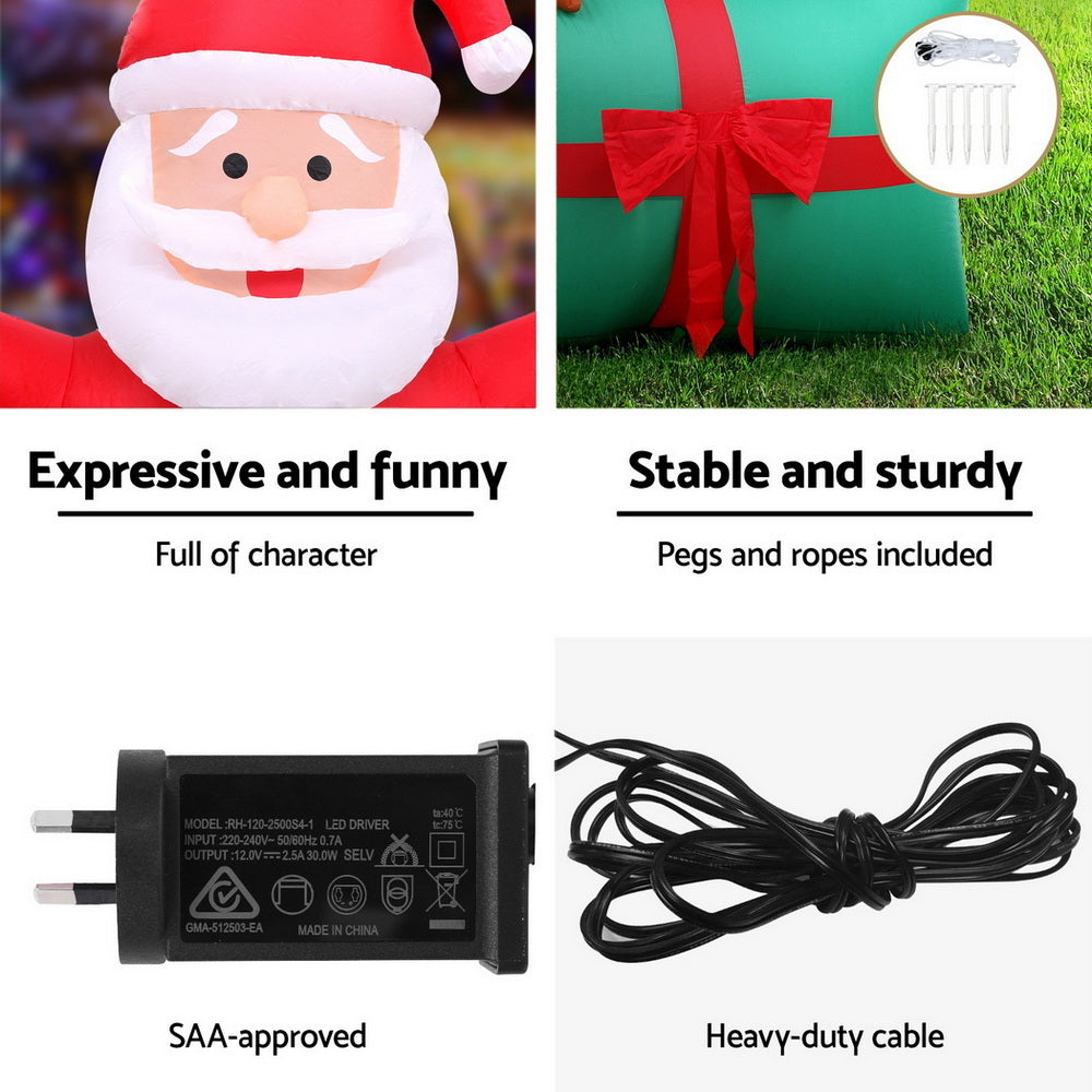2.8M Santa's Hot Air Balloon Christmas Inflatable with Rotating LED Light