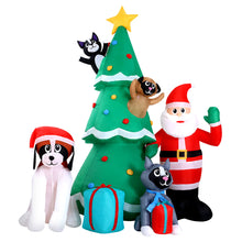 3M Santa & Christmas Tree Inflatable with Pets & LED Lights