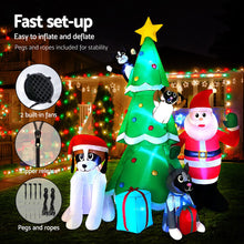 3M Santa & Christmas Tree Inflatable with Pets & LED Lights