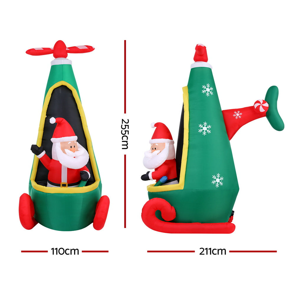 2.55M Santa Helicopter Christmas Inflatable with LED Lights