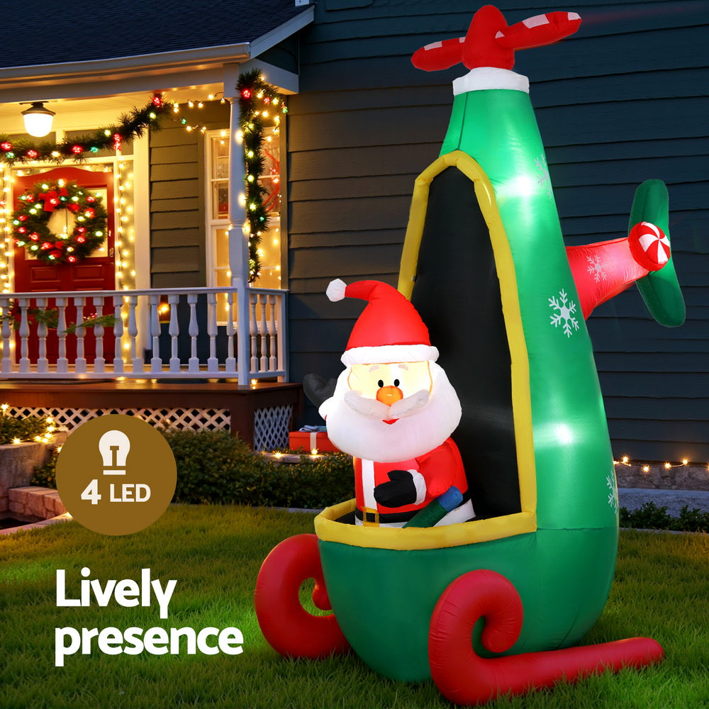 2.55M Santa Helicopter Christmas Inflatable with LED Lights